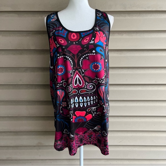 •Loveu Dear• Sugar Skull Workout Tank Top - Size 2X - Picture 1 of 9